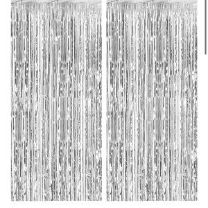 Silver Tinsel Foil Fringe Curtain